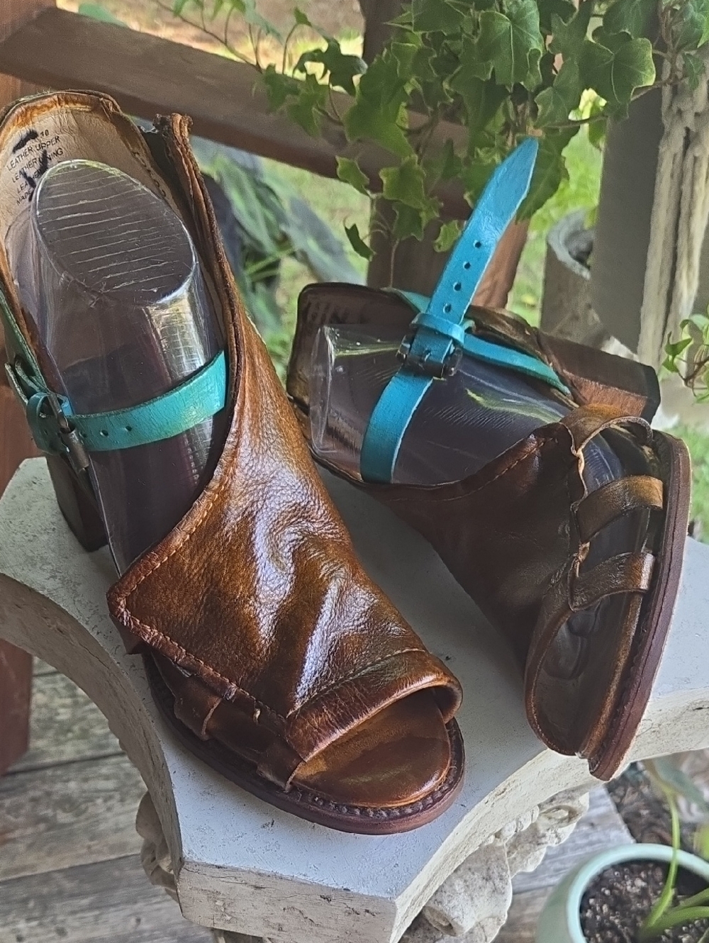 Freebird By Steven Calico Peep Toe Block Heel Bootie Sandals Size 10